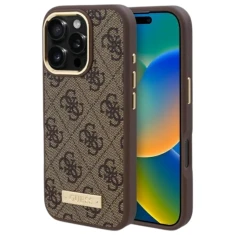 Чохол Guess 4G Logo Plate для iPhone 16 Pro Max Brown with MagSafe (GUHMP16XU4GPRW)