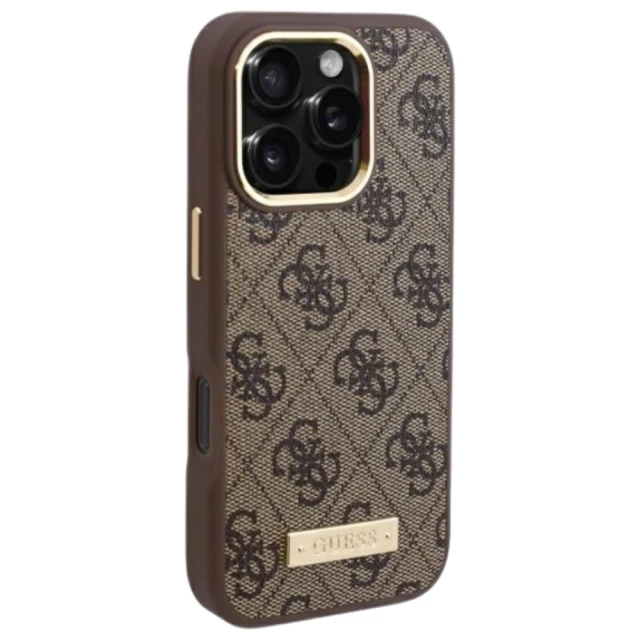 Чохол Guess 4G Logo Plate для iPhone 16 Pro Max Brown with MagSafe (GUHMP16XU4GPRW)