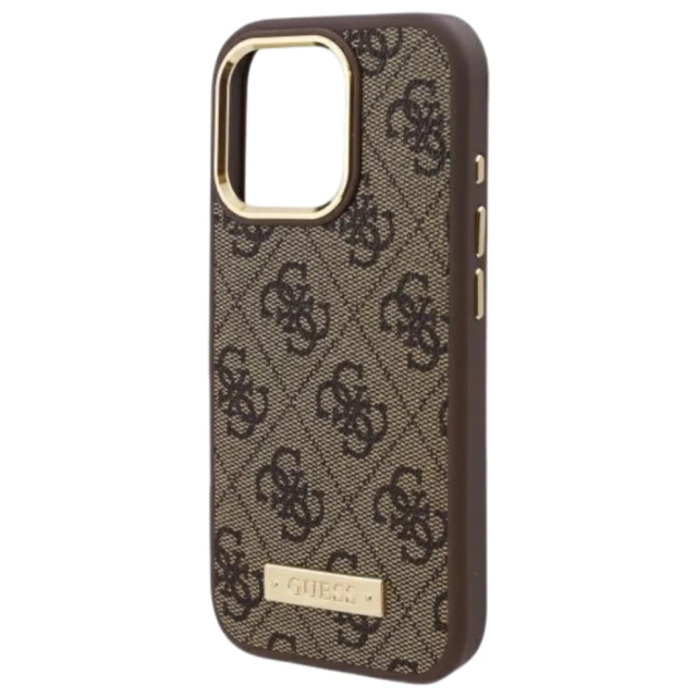 Чохол Guess 4G Logo Plate для iPhone 16 Pro Max Brown with MagSafe (GUHMP16XU4GPRW)