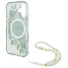 Чохол Guess IML Flowers with Pearl Strap для iPhone 16 Plus Green with MagSafe (GUHMP16MHFWBRCESN)
