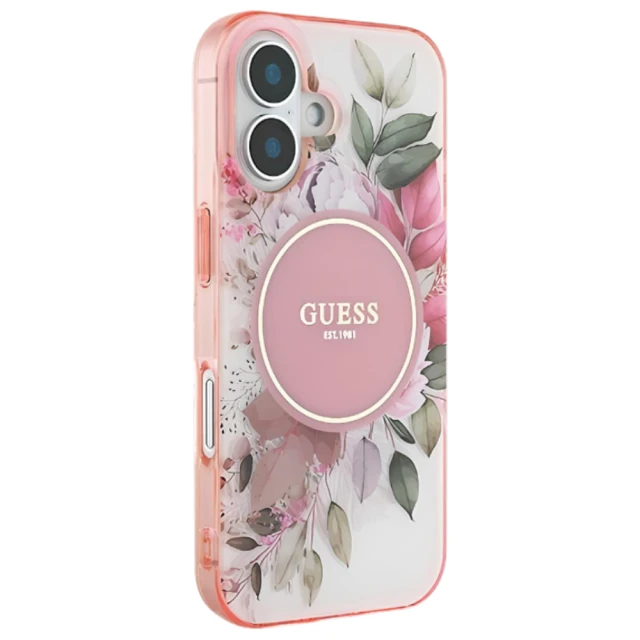 Чохол Guess IML Flower & Tonal Circle для iPhone 16 Plus Pink with MagSafe (GUHMP16MHFWBDCEP)