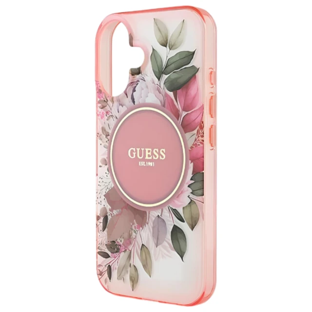 Чохол Guess IML Flower & Tonal Circle для iPhone 16 Plus Pink with MagSafe (GUHMP16MHFWBDCEP)