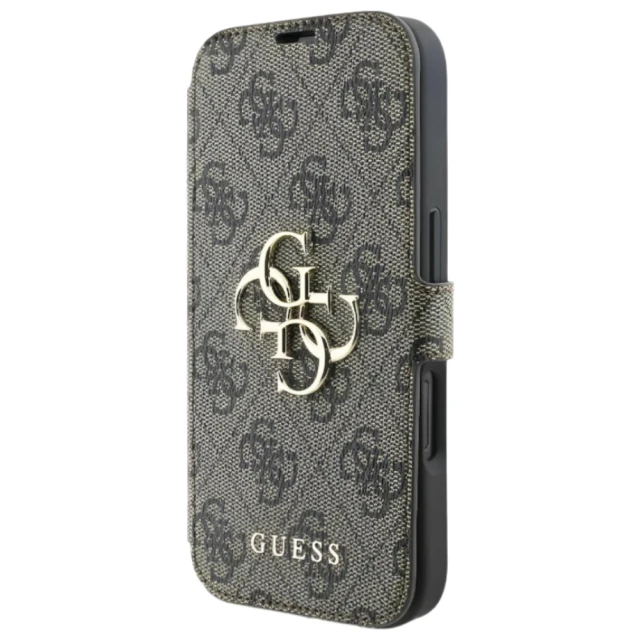 Чохол-книжка Guess 4G Big Metal Logo для iPhone 16 Brown (GUBKP16S4GMGBR)