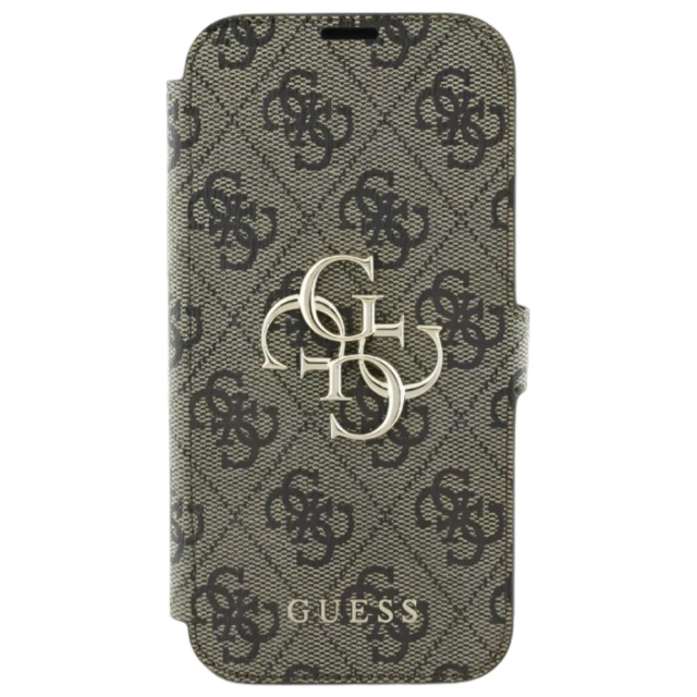 Чохол-книжка Guess 4G Big Metal Logo для iPhone 16 Brown (GUBKP16S4GMGBR)