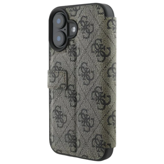 Чохол-книжка Guess 4G Big Metal Logo для iPhone 16 Brown (GUBKP16S4GMGBR)