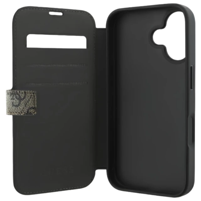 Чохол-книжка Guess 4G Big Metal Logo для iPhone 16 Brown (GUBKP16S4GMGBR)