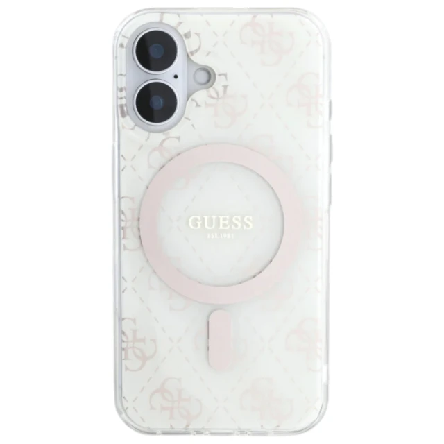 Чохол Guess IML 4G Background для iPhone 16 White with MagSafe (GUHMP16SH4DTEH)