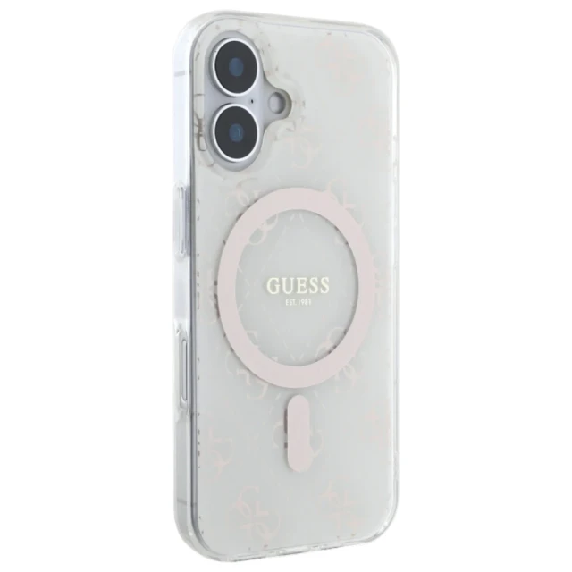 Чохол Guess IML 4G Background для iPhone 16 White with MagSafe (GUHMP16SH4DTEH)