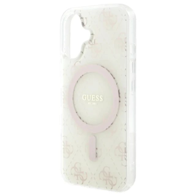 Чохол Guess IML 4G Background для iPhone 16 White with MagSafe (GUHMP16SH4DTEH)