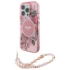 Чохол Guess IML Flowers with Pearl Strap для iPhone 16 Pro Pink with MagSafe (GUHMP16LHFWBRCESP)