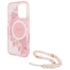Чохол Guess IML Flowers with Pearl Strap для iPhone 16 Pro Pink with MagSafe (GUHMP16LHFWBRCESP)
