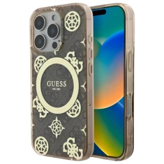 Чохол Guess IML Peony On 4G Background для iPhone 16 Pro Brown with MagSafe (GUHMP16LH4PYEEW)