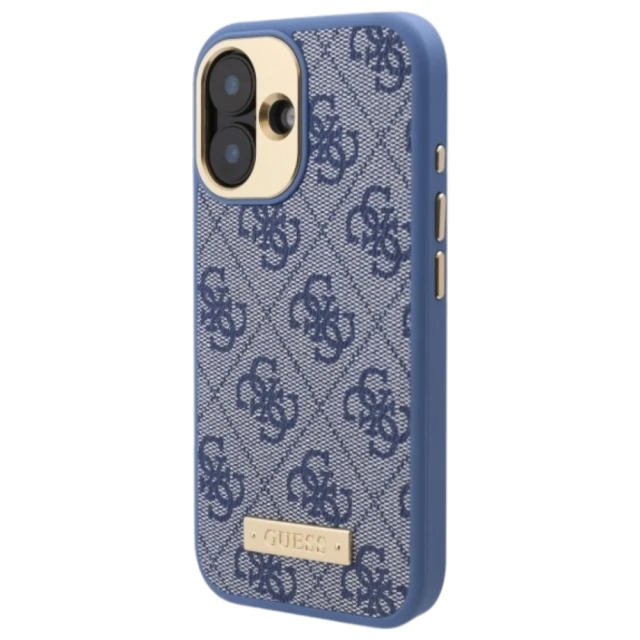 Чохол Guess 4G Logo Plate для iPhone 16 Blue with MagSafe (GUHMP16SU4GPRB)