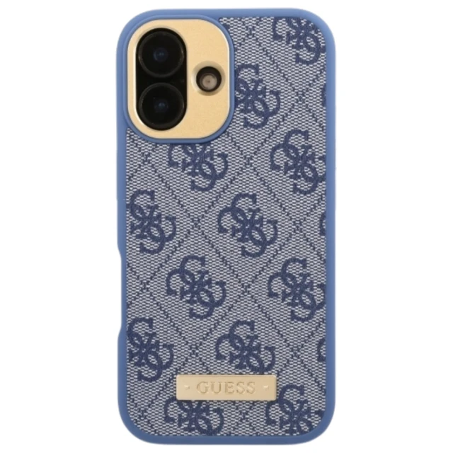 Чохол Guess 4G Logo Plate для iPhone 16 Blue with MagSafe (GUHMP16SU4GPRB)