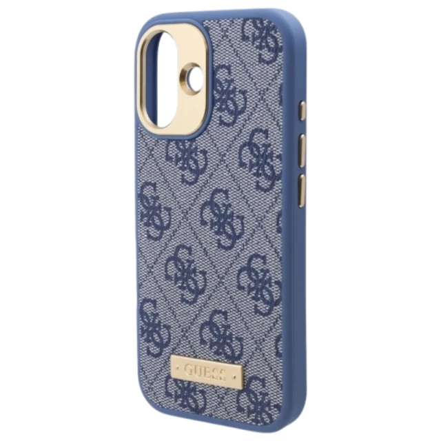 Чохол Guess 4G Logo Plate для iPhone 16 Blue with MagSafe (GUHMP16SU4GPRB)