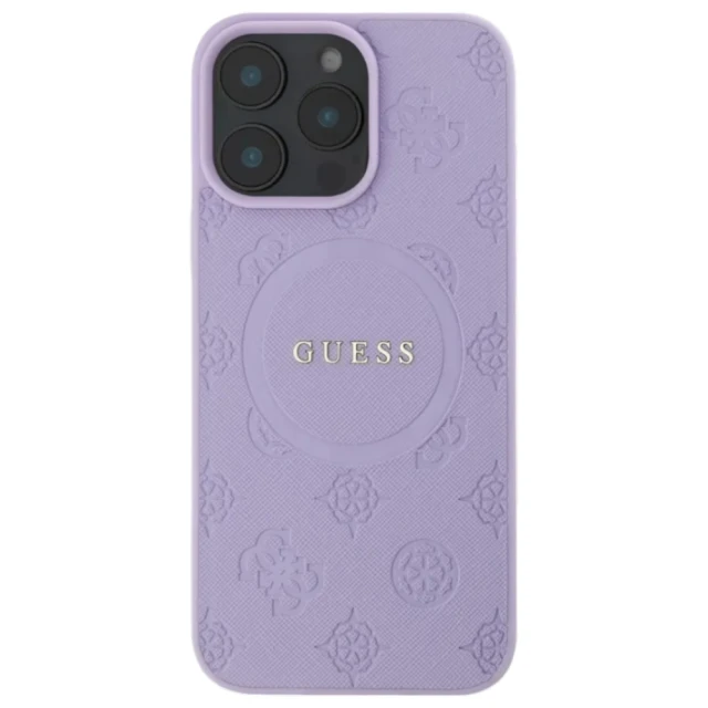 Чохол Guess Saffiano Peony Classic Logo для iPhone 16 Pro Purple with MagSafe (GUHMP16LPSAPSMEU)