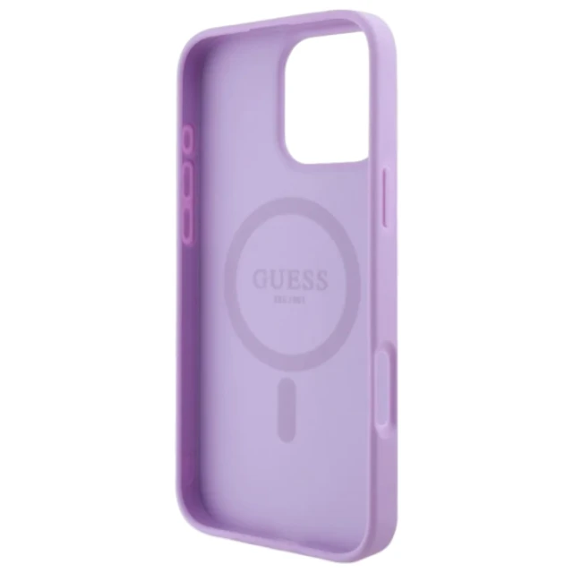 Чохол Guess Saffiano Peony Classic Logo для iPhone 16 Pro Purple with MagSafe (GUHMP16LPSAPSMEU)