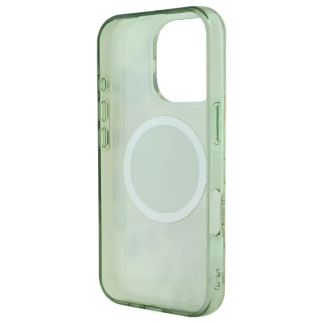 Чохол Guess IML Flower & Tonal Circle для iPhone 16 Pro Green with MagSafe (GUHMP16LHFWBDCEN)