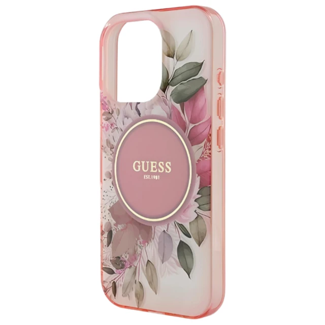Чохол Guess IML Flower & Tonal Circle для iPhone 16 Pro Max Pink with MagSafe (GUHMP16XHFWBDCEP)