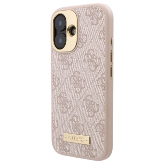 Чохол Guess 4G Logo Plate для iPhone 16 Pink with MagSafe (GUHMP16SU4GPRP)