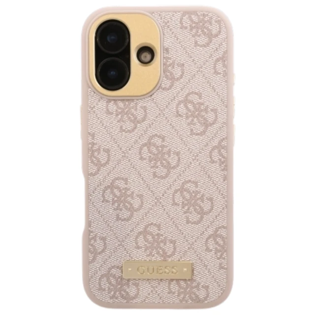 Чохол Guess 4G Logo Plate для iPhone 16 Pink with MagSafe (GUHMP16SU4GPRP)