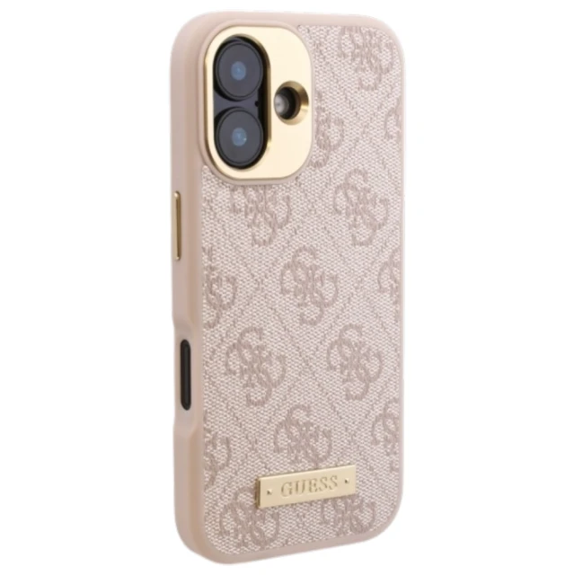 Чохол Guess 4G Logo Plate для iPhone 16 Pink with MagSafe (GUHMP16SU4GPRP)