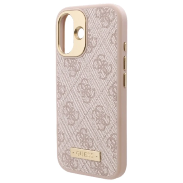 Чохол Guess 4G Logo Plate для iPhone 16 Pink with MagSafe (GUHMP16SU4GPRP)
