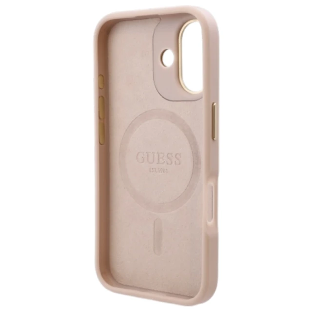 Чохол Guess 4G Logo Plate для iPhone 16 Pink with MagSafe (GUHMP16SU4GPRP)