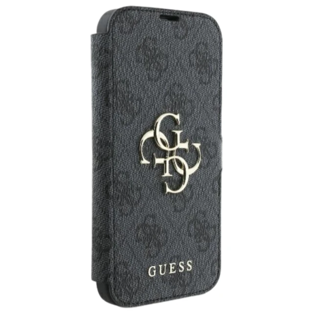 Чохол-книжка Guess 4G Big Metal Logo для iPhone 16 Black (GUBKP16S4GMGGR)