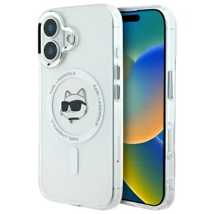 Чохол Karl Lagerfeld IML Metal Choupette Head для iPhone 16 Plus Transparent/White with MagSafe (KLHMP16MHLSCHH)
