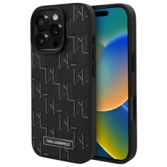 Чехол Karl Lagerfeld Leather Monogram Metal Logo для iPhone 16 Pro Black with MagSafe (KLHMP16LPKHPORPK)