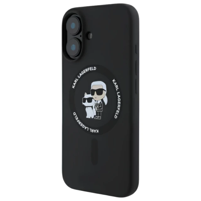Чохол Karl Lagerfeld Silicone Karl & Choupette Ring для iPhone 16 Plus Black with MagSafe (KLHMP16MSCMKCRHK)