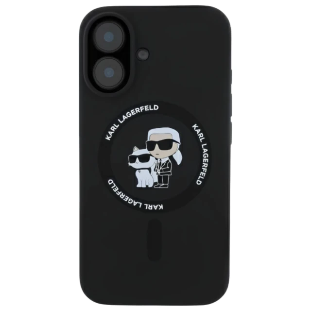 Чохол Karl Lagerfeld Silicone Karl & Choupette Ring для iPhone 16 Plus Black with MagSafe (KLHMP16MSCMKCRHK)