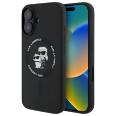 Чохол Karl Lagerfeld Silicone Karl & Choupette Ring для iPhone 16 Plus Black with MagSafe (KLHMP16MSCMKCRHK)