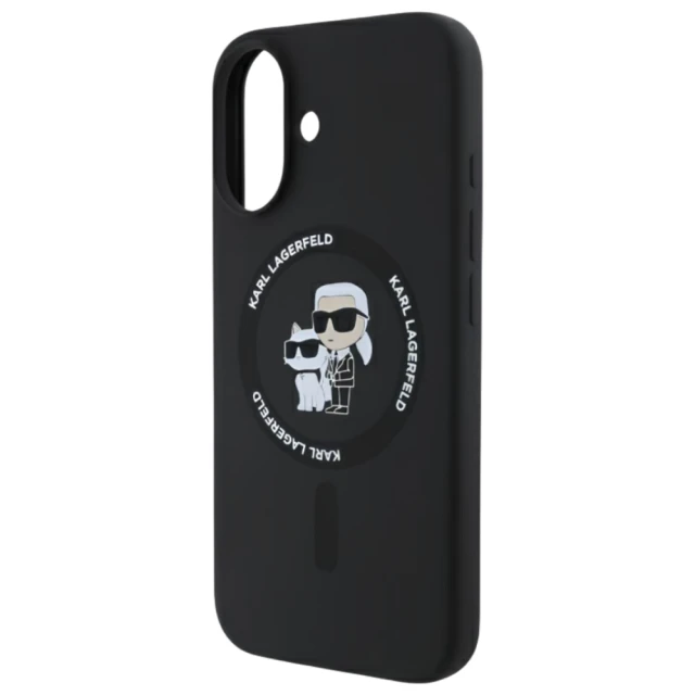 Чохол Karl Lagerfeld Silicone Karl & Choupette Ring для iPhone 16 Plus Black with MagSafe (KLHMP16MSCMKCRHK)