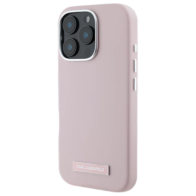 Чохол Karl Lagerfeld FW Metal Plate для iPhone 16 Pro Pink with MagSafe (KLHMP16LPGMSRPP)
