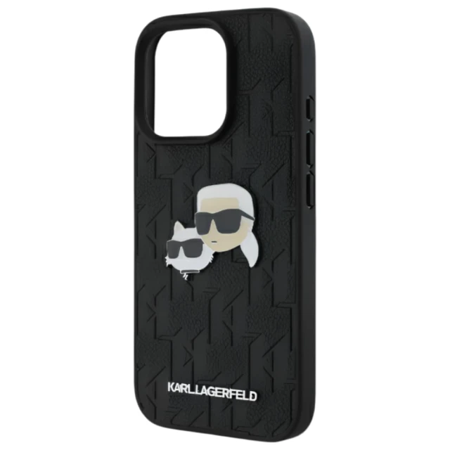 Чохол Karl Lagerfeld Monogram Karl & Choupette Head Pin для iPhone 16 Pro Max Black (KLHCP16XPGKLKCPK)