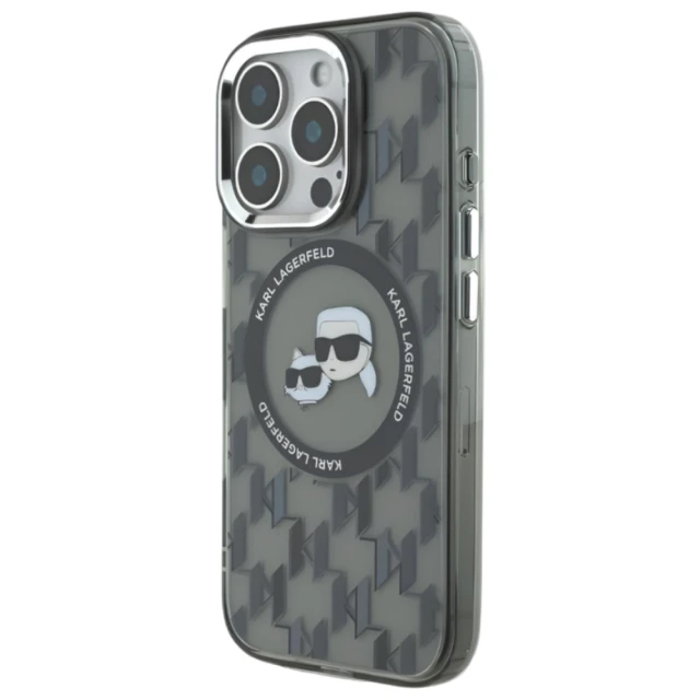 Чохол Karl Lagerfeld IML Monogram Karl & Choupette Head для iPhone 16 Pro Black with MagSafe (KLHMP16LHMCKMHK)
