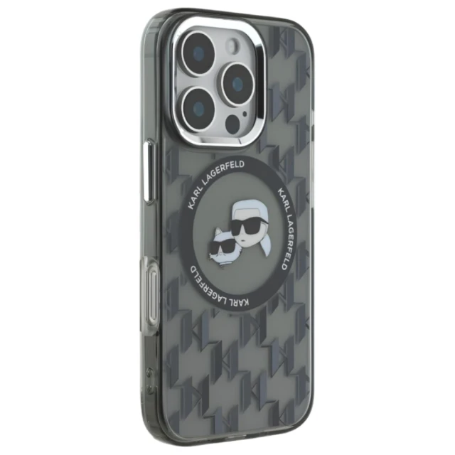 Чохол Karl Lagerfeld IML Monogram Karl & Choupette Head для iPhone 16 Pro Black with MagSafe (KLHMP16LHMCKMHK)