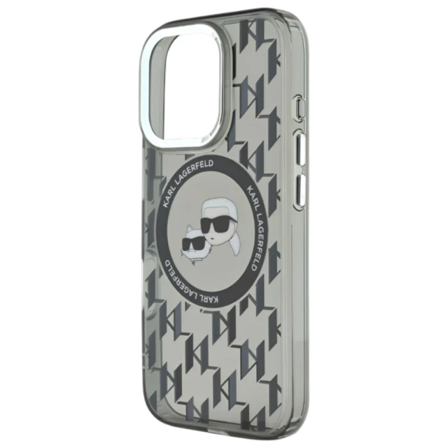 Чохол Karl Lagerfeld IML Monogram Karl & Choupette Head для iPhone 16 Pro Black with MagSafe (KLHMP16LHMCKMHK)