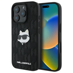 Чехол Karl Lagerfeld Monogram Choupette Head Pin для iPhone 16 Pro Black (KLHCP16LPGKLCHPK)