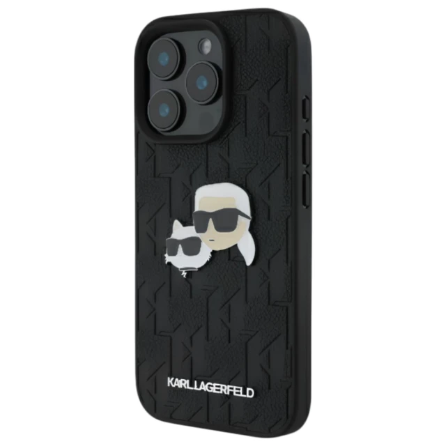 Чохол Karl Lagerfeld Monogram Karl & Choupette Head Pin для iPhone 16 Pro Black (KLHCP16LPGKLKCPK)