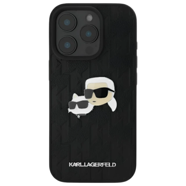 Чохол Karl Lagerfeld Monogram Karl & Choupette Head Pin для iPhone 16 Pro Black (KLHCP16LPGKLKCPK)