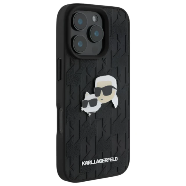 Чохол Karl Lagerfeld Monogram Karl & Choupette Head Pin для iPhone 16 Pro Black (KLHCP16LPGKLKCPK)