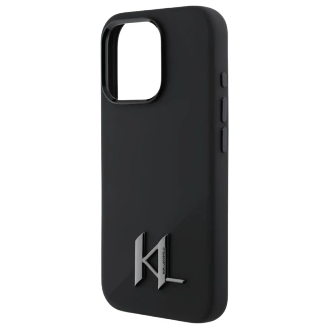 Чохол Karl Lagerfeld Silicone Shadow Metal Initial для iPhone 16 Pro Black with MagSafe (KLHMP16LSCMKMPCK)