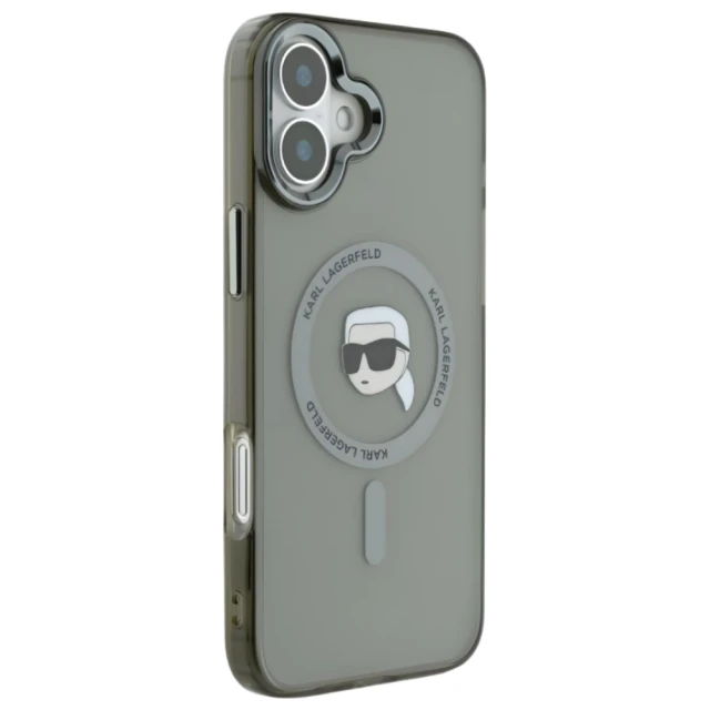 Чохол Karl Lagerfeld IML Metal Karl Head для iPhone 16 Plus Black with MagSafe (KLHMP16MHLSKIK)