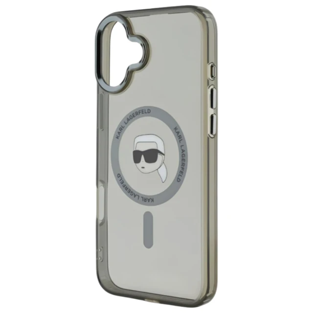 Чохол Karl Lagerfeld IML Metal Karl Head для iPhone 16 Plus Black with MagSafe (KLHMP16MHLSKIK)