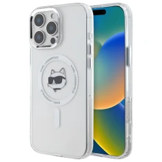 Чохол Karl Lagerfeld IML Metal Choupette Head для iPhone 16 Pro Max Transparent/White with MagSafe (KLHMP16XHLSCHH)