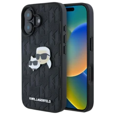 Чохол Karl Lagerfeld Monogram Karl & Choupette Head Pin для iPhone 16 Black (KLHCP16SPGKLKCPK)