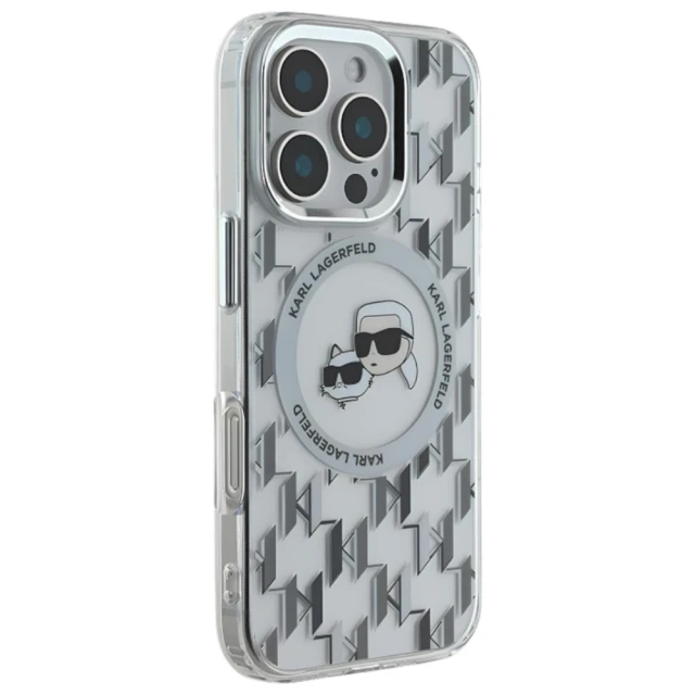 Чохол Karl Lagerfeld IML Monogram Karl & Choupette Head для iPhone 16 Pro Transparent with MagSafe (KLHMP16LHMCKMHT)